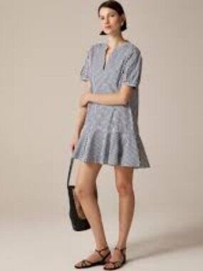 new J Crew Delilah Dress in Striped Cotton Poplin medium m tall midi knee white